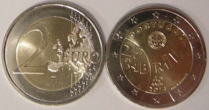 (Bild für) 2 Euromunt Portugal 2014 Revolutie UNC COM